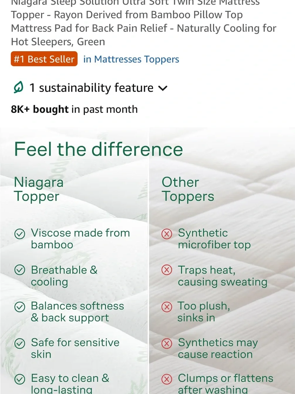 Ultra-Soft Mattress Topper - Green twin xl